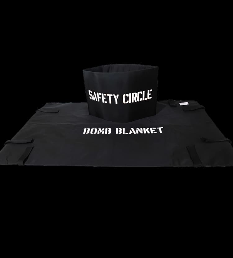 Bomb protection blanket from Hard Shell featuring reinforced fabric and ballistic safety net.