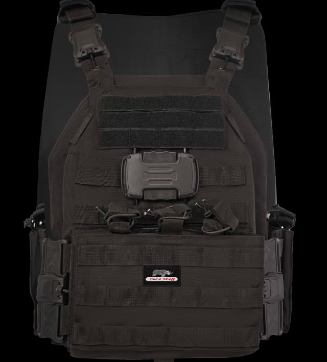 Hard Shell TacSnap Plate Carrier is a lightweight tan tactical body armor vest with MOLLE webbing and a quick-release system.