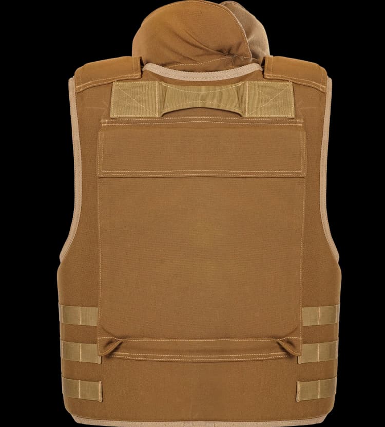 Rear view of Hard Shell MOLLE General Purpose Vest with reinforced grab handle and adjustable straps.