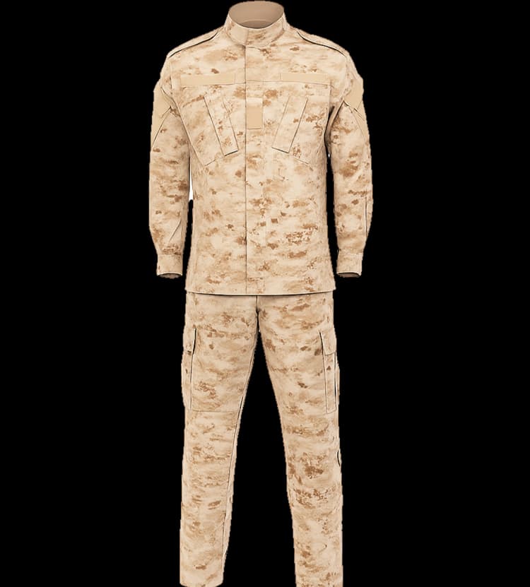 Desert digital camouflage tactical uniform by Hard Shell, featuring a combat shirt and cargo pants.