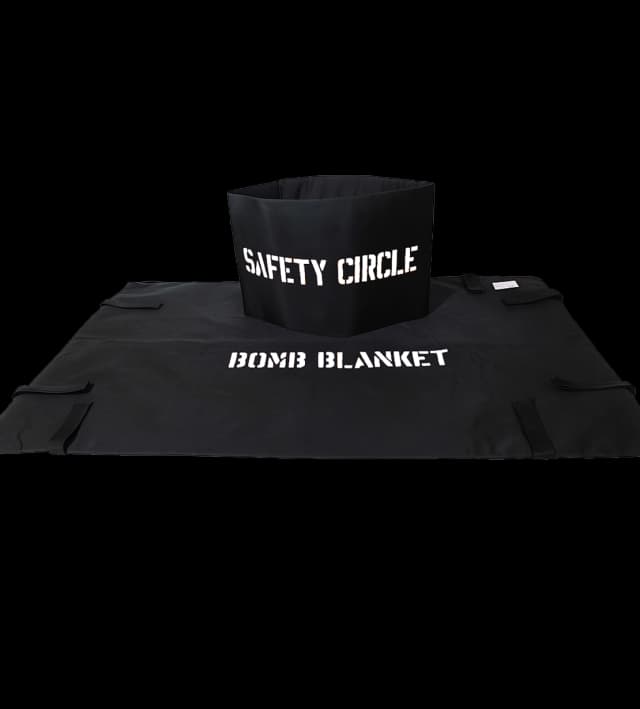 Bomb protection blanket from Hard Shell featuring reinforced fabric and ballistic safety net.
