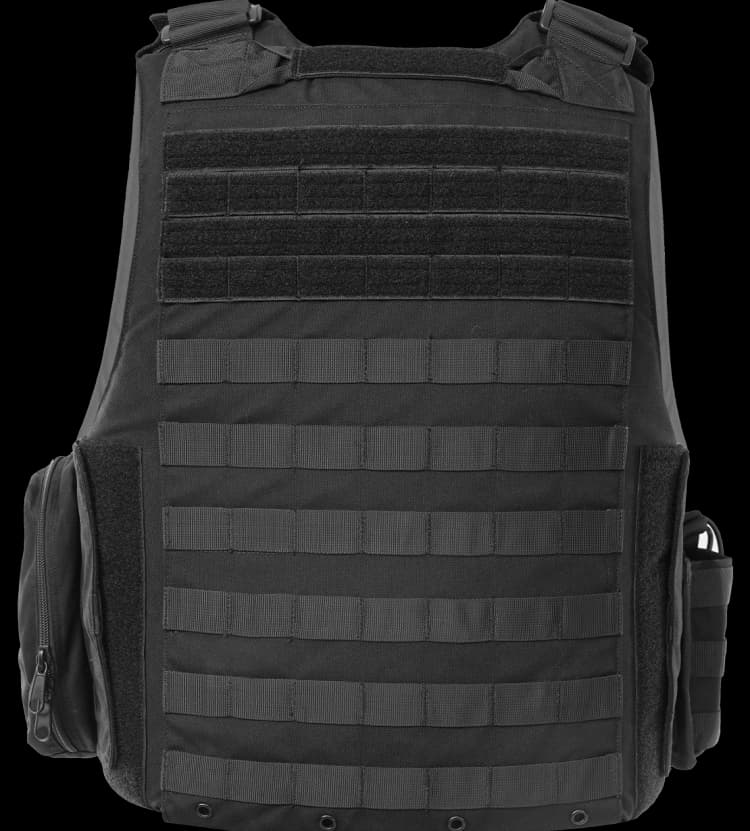 Back view of the Hard Shell Tactical Carrier – MRAP vest featuring wide MOLLE panels and reinforced tactical construction.