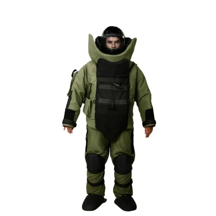 Protective bomb suit by Hard Shell engineered for explosive ordnance disposal and defense missions.