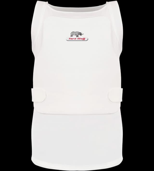 Model wearing a vip undervest vest with Hard Shell logo, designed for discreet personal protection and safety.