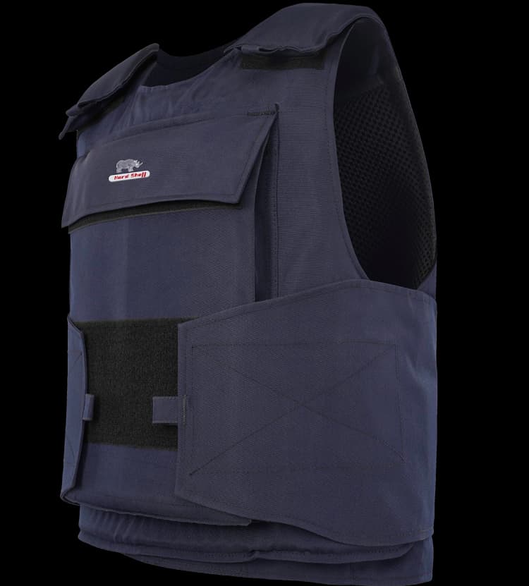 Angled view of Hard Shell General Purpose Defender Vest highlighting ergonomic side panels and reinforced design.q