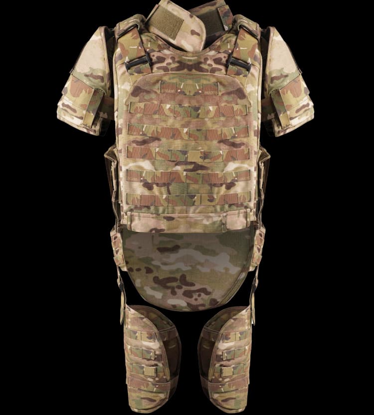 Rear view of Hard Shell Saviour Vest with reinforced shoulder straps and full tactical protection design