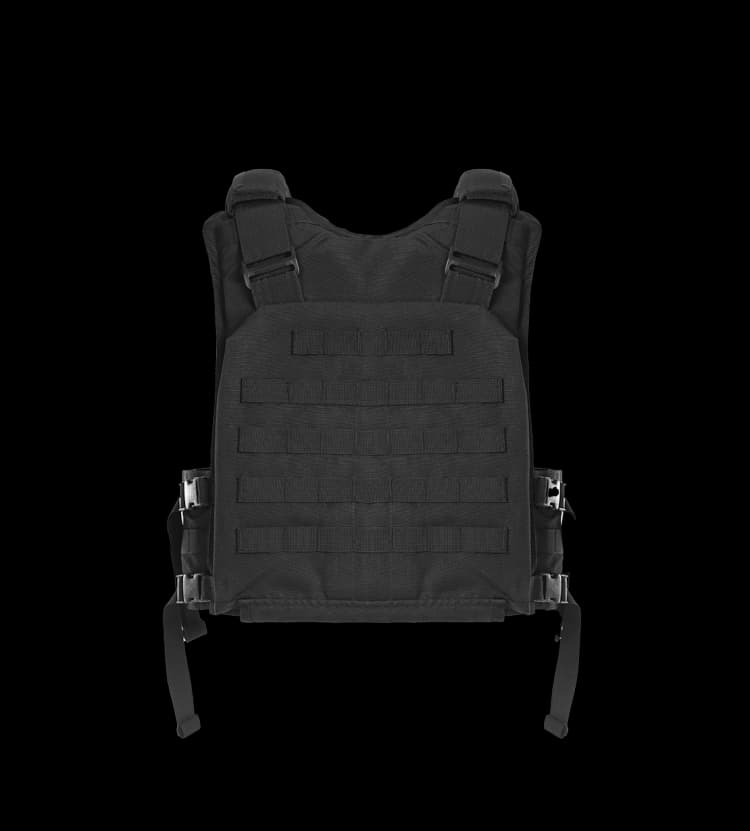 Back view of Hard Shell Active Shooter Plate Carrier showing reinforced straps and MOLLE attachment grid.