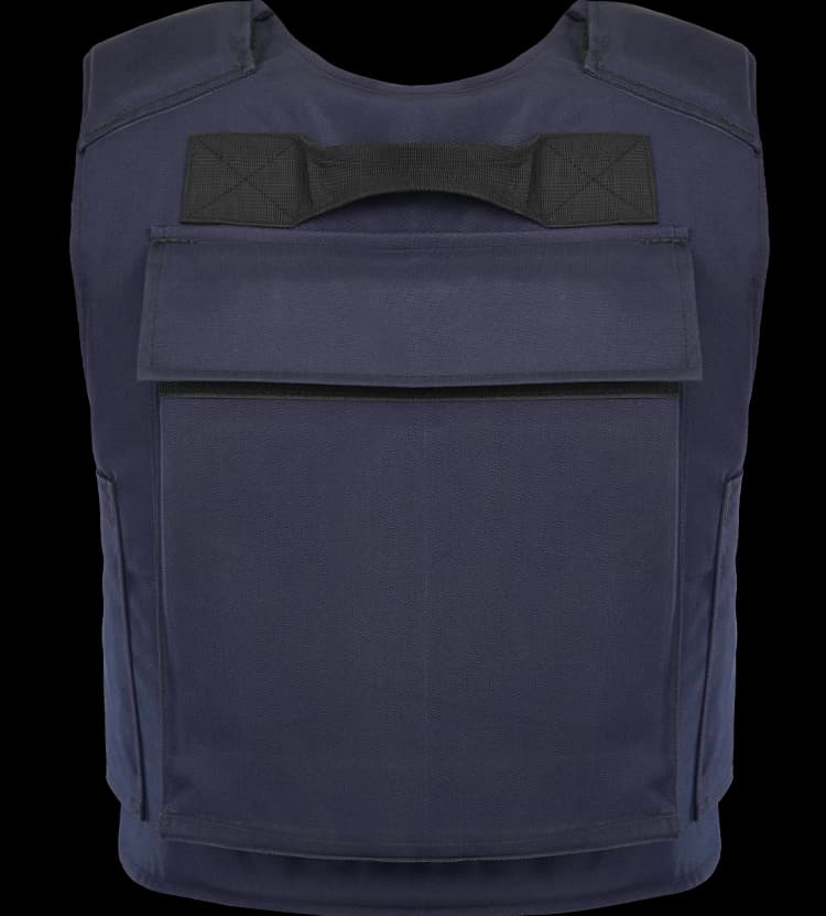 Rear view of Hard Shell General Purpose Defender Vest with reinforced grab handle and padded protection.