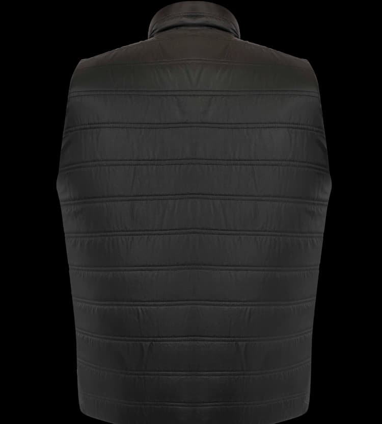 Back view of Hard Shell black Winter Turf Vest showing quilted design for warmth, comfort, and tactical use.