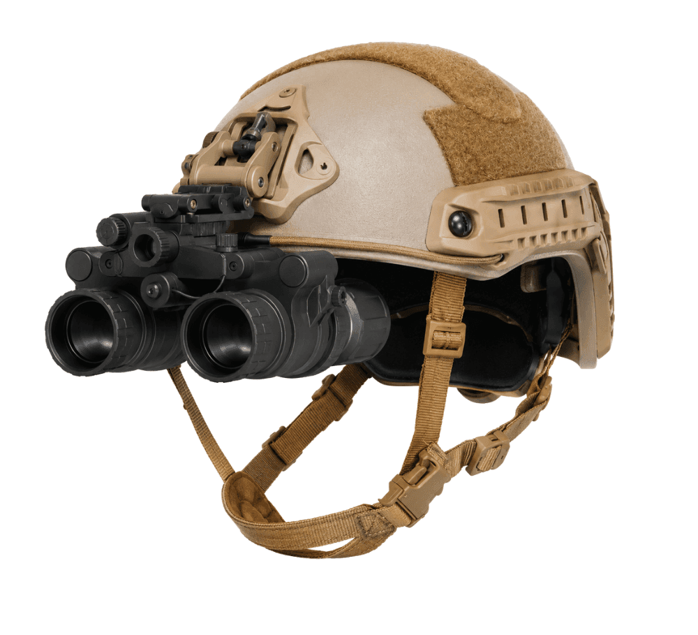 Hard Shell ballistic helmet fitted with a night vision goggle mount