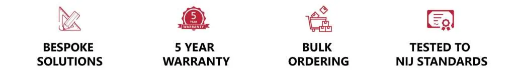 Nij Tested products Available with bespoke solutions for bulk orders along with 5 year warranty banner.