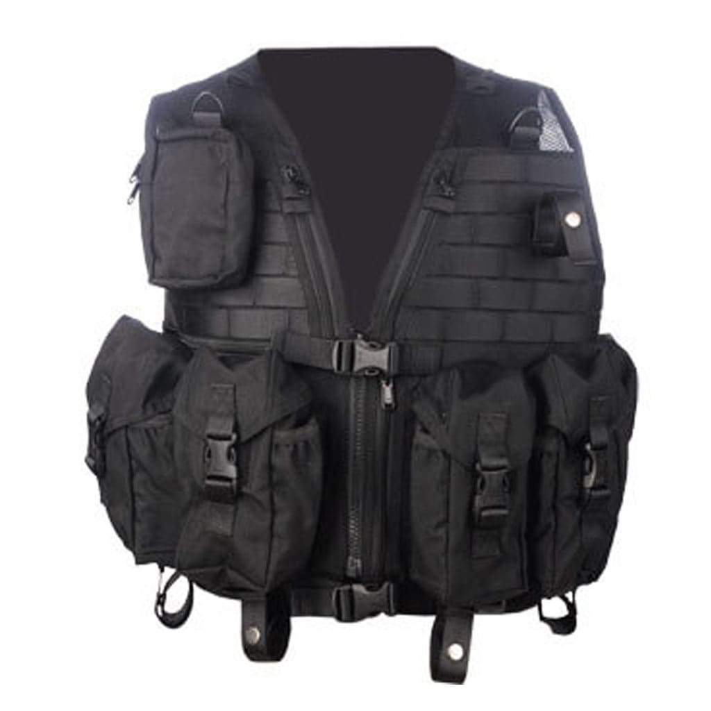 black tactical combat vest