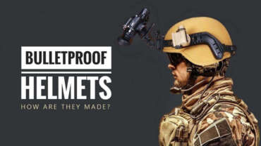 soldier wearing a fully equipped bulletproof helmet of tan color