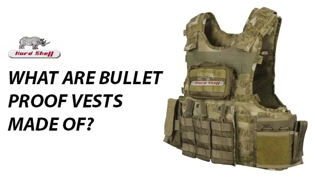 banner with ballistic vest in white background and text - what are bulletproof vest made of ?
